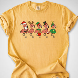 Christmas Flamingos — Premium Tee