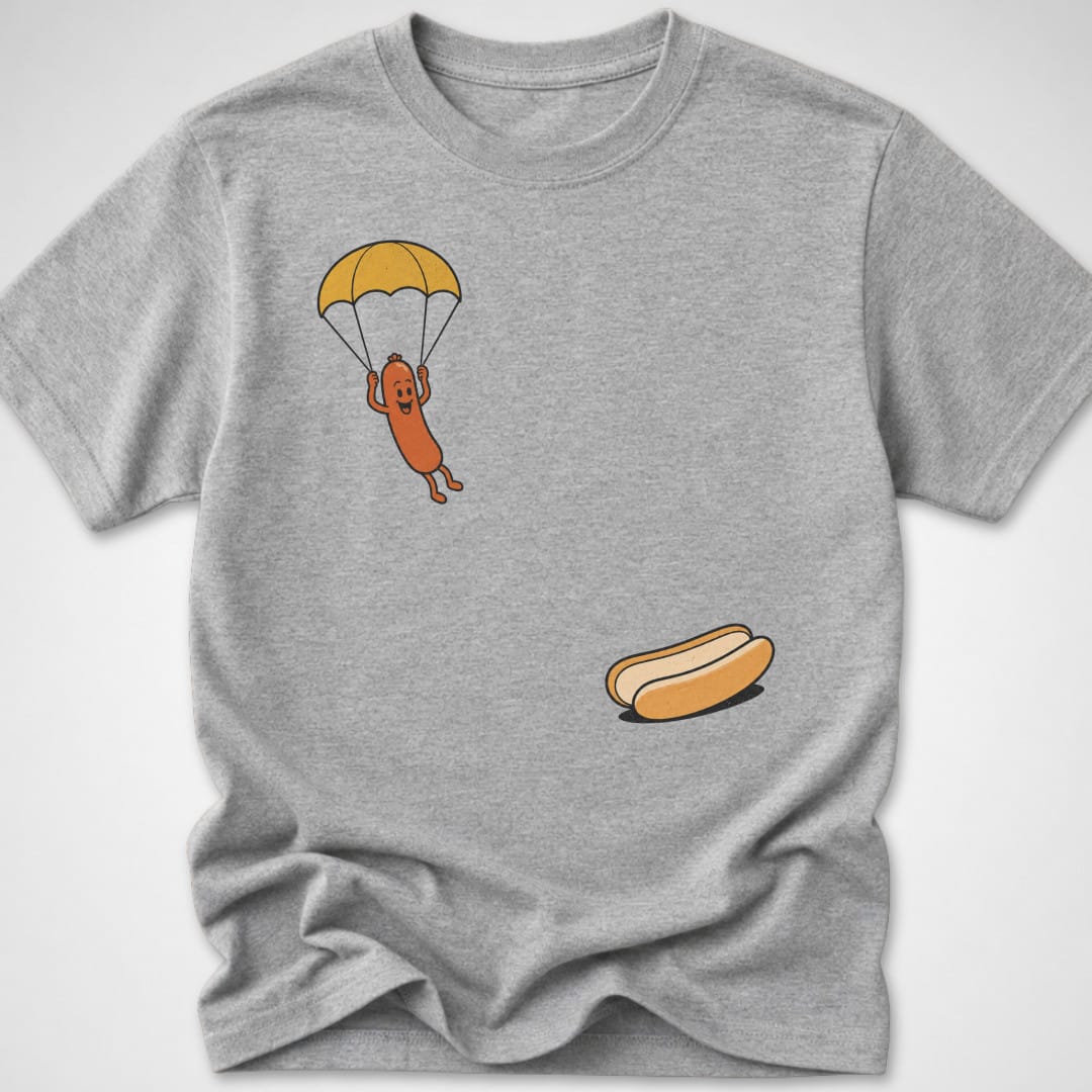 Hotdog Parachute — Youth Tee — Sport Grey