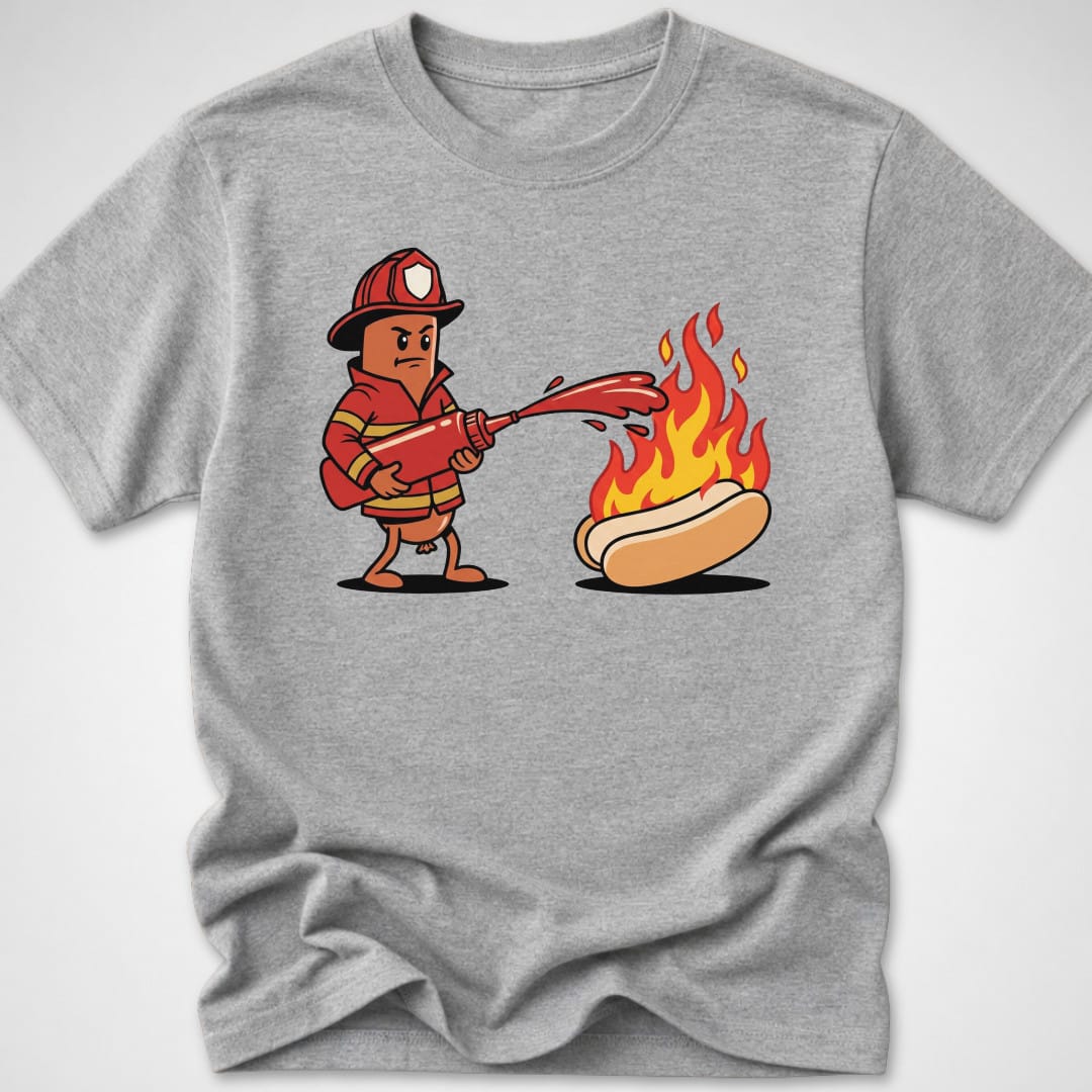 Firefighter Hotdog — Youth Tee — Sport Grey