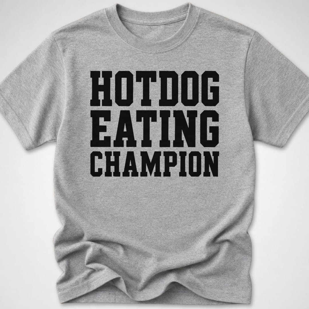 Hotdog Eating Champion — Youth Tee — Sport Grey