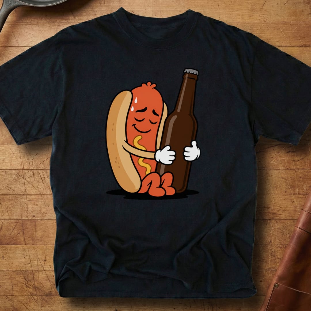 Hotdog Beer Snuggle — Premium Tee