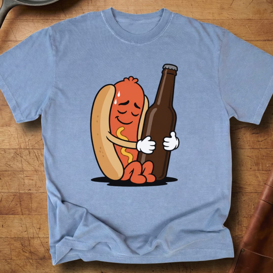 Hotdog Beer Snuggle — Premium Tee
