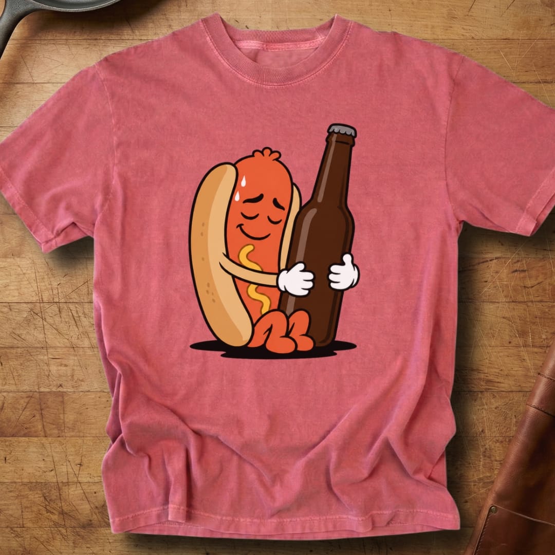 Hotdog Beer Snuggle — Premium Tee