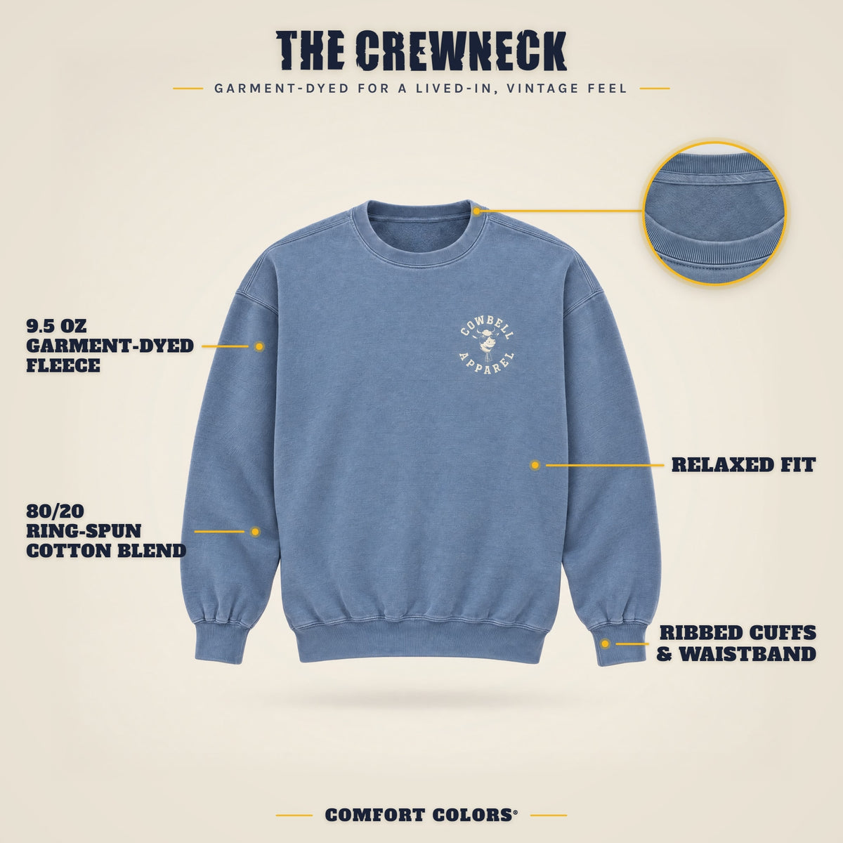 The Crewneck: Comfort Colors 1566 garment-dyed sweatshirt features