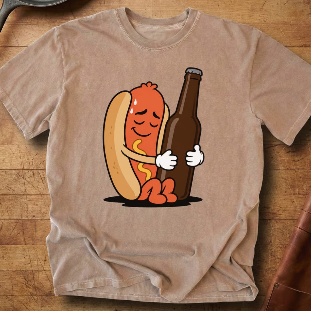 Hotdog Beer Snuggle — Premium Tee