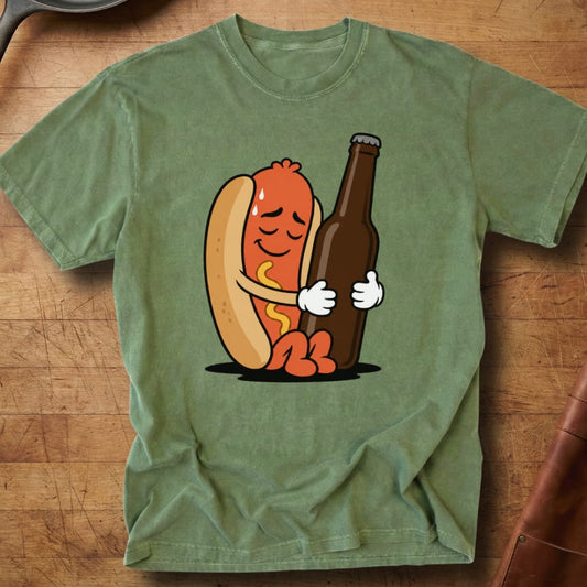 Hotdog Beer Snuggle — Premium Tee