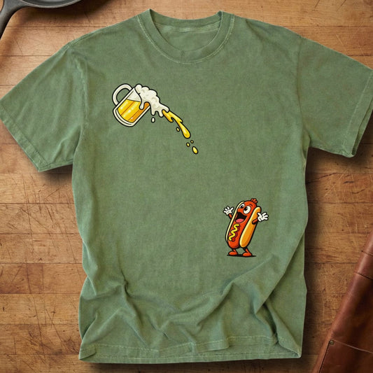 Hotdog Beer Chug — Premium Tee