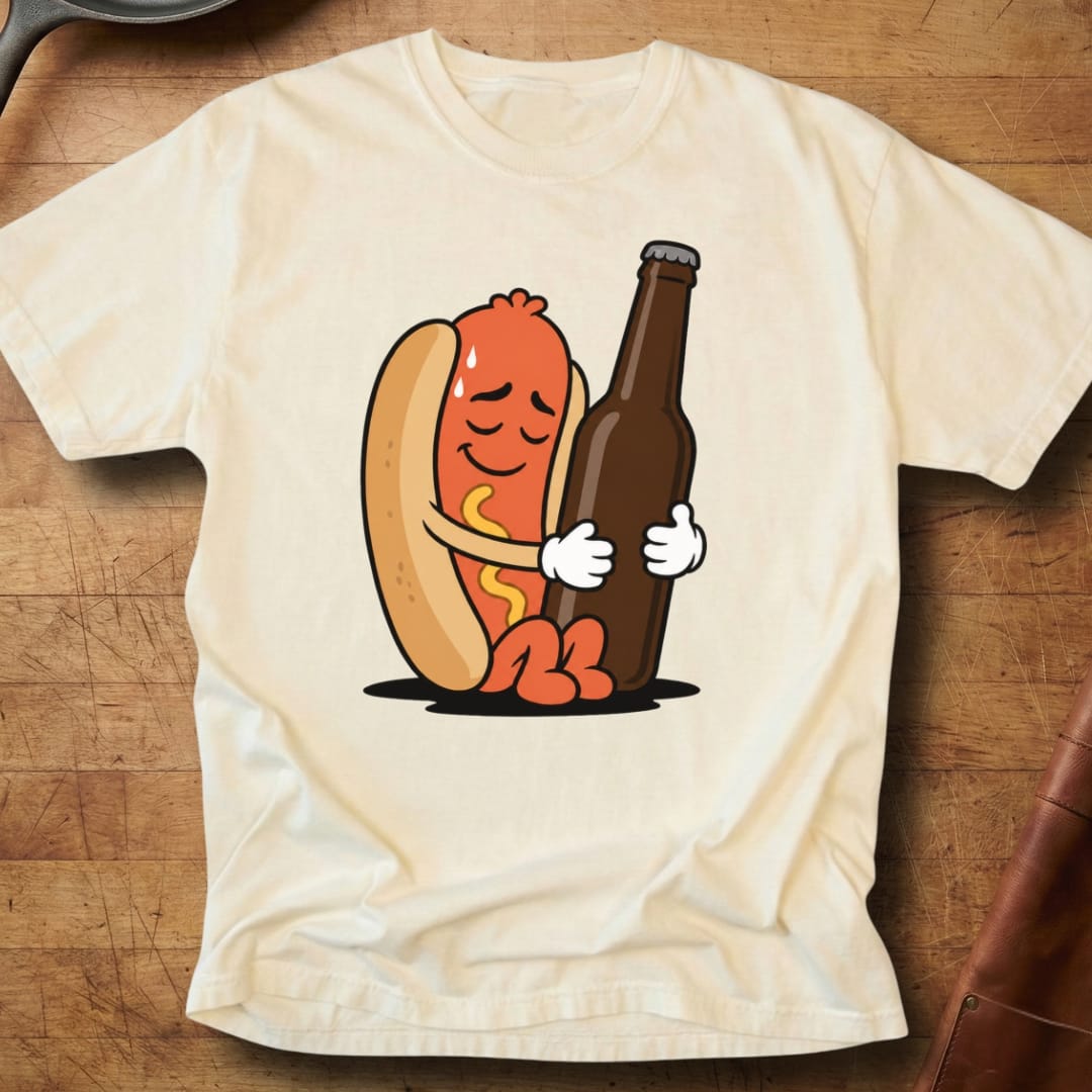Hotdog Beer Snuggle — Premium Tee