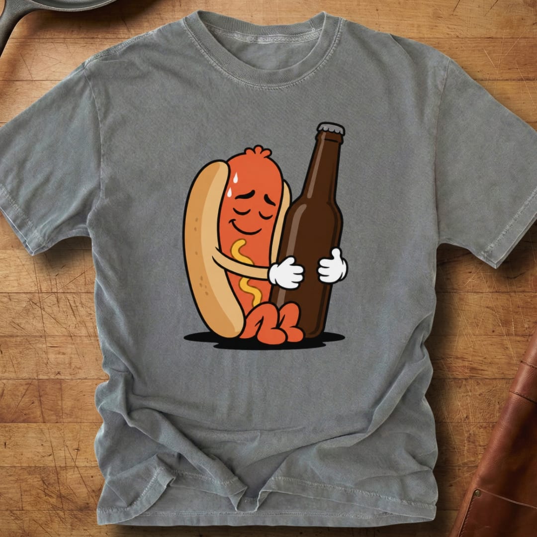 Hotdog Beer Snuggle — Premium Tee