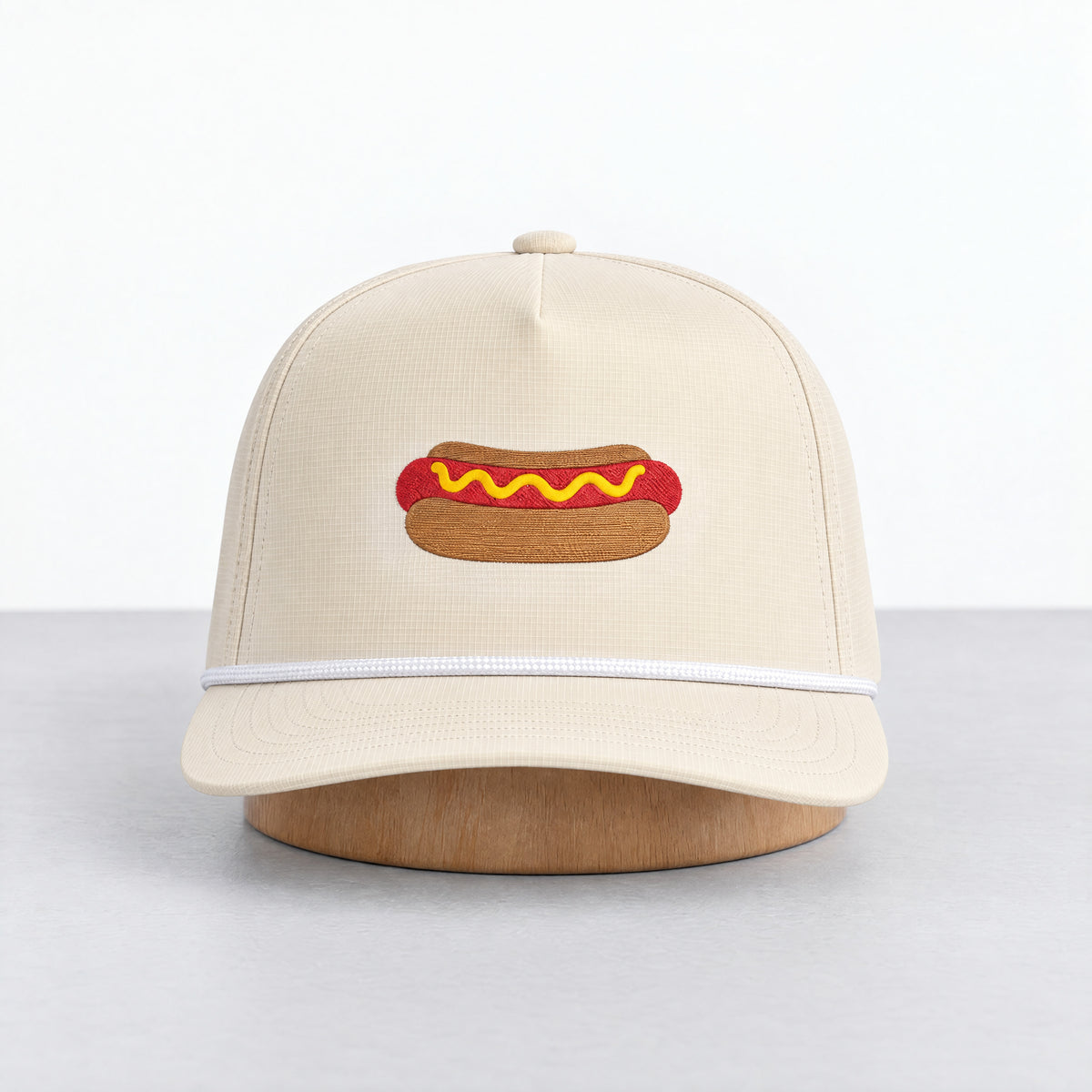 The Frank rope hat in Ivory, straight-on front view