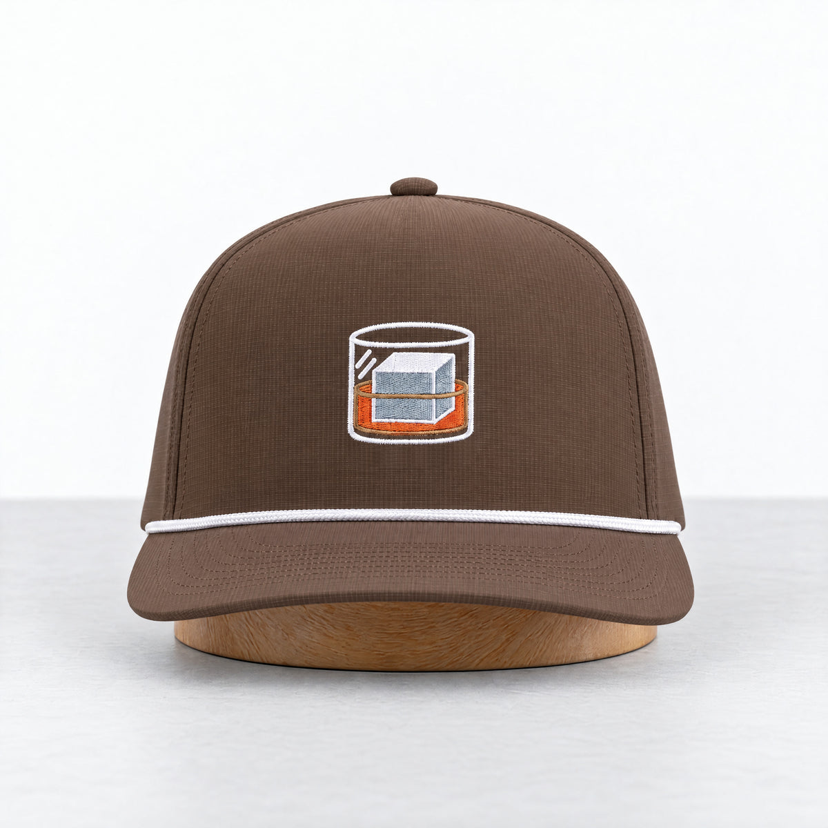 On the Rocks rope hat in Espresso, straight-on front view