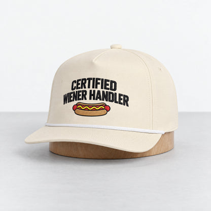 Certified Wiener Handler rope hat in Ivory, three-quarter front view