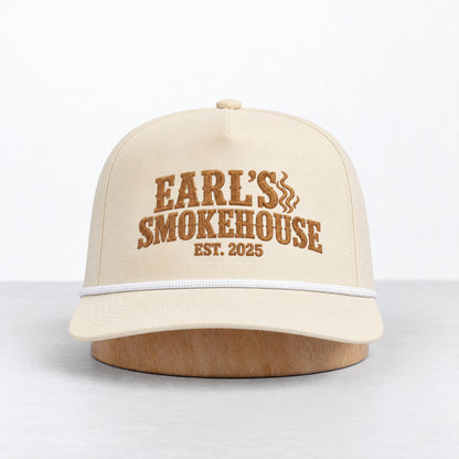 Earl's Smokehouse rope hat in Ivory, straight-on front view