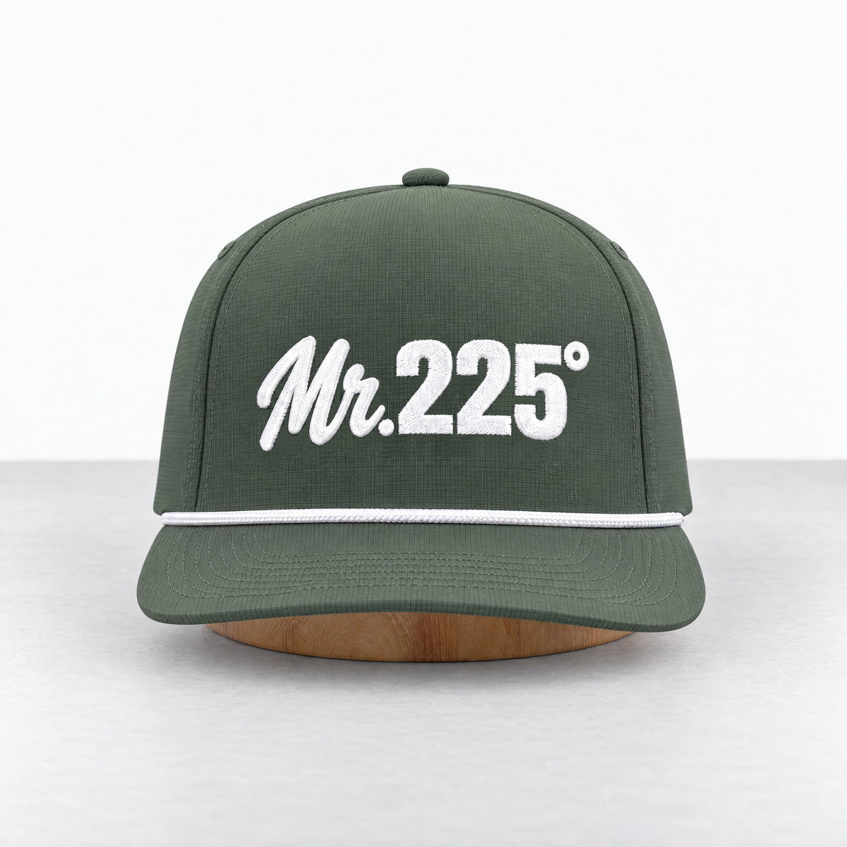 Mr. 225° rope hat in Moss, straight-on front view