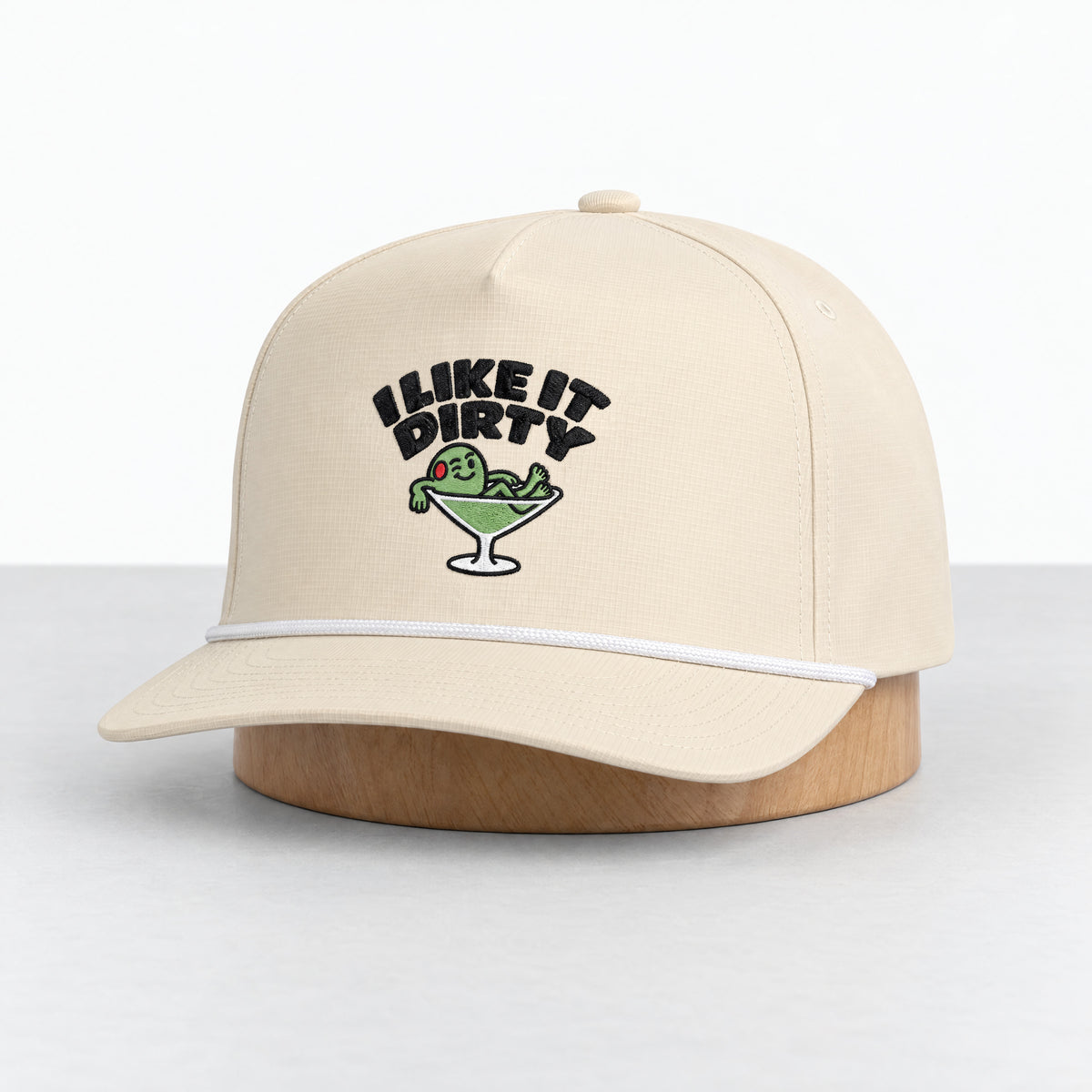 I Like It Dirty rope hat in Ivory, three-quarter front view