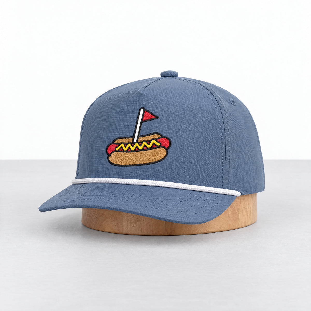 The Turn Dog rope hat in Blue Jean, three-quarter front view