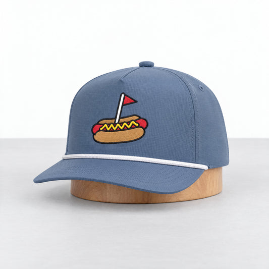 The Turn Dog rope hat in Blue Jean, three-quarter front view