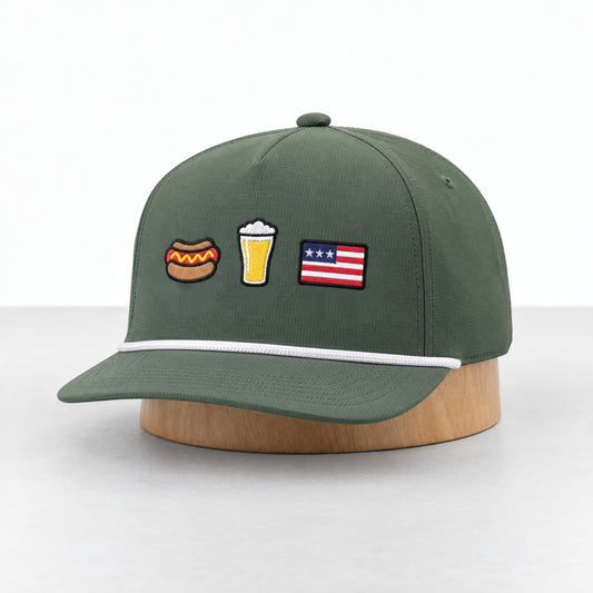 All I Need rope hat in Moss, three-quarter front view