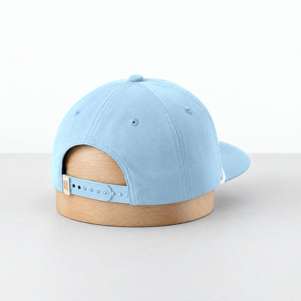 Chambray rope hat, three-quarter back view with the adjustable snapback