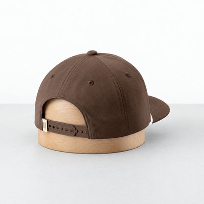Espresso rope hat, three-quarter back view with the adjustable snapback