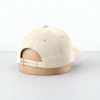 Ivory rope hat, three-quarter back view with the adjustable snapback