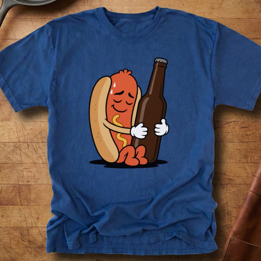 Hotdog Beer Snuggle — Premium Tee