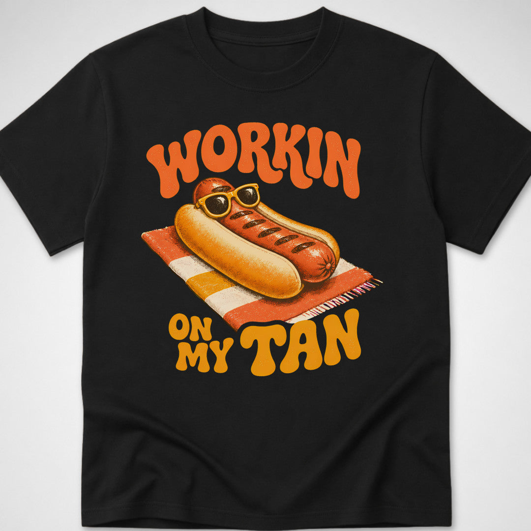 Workin' on My Tan — Youth Tee — Black