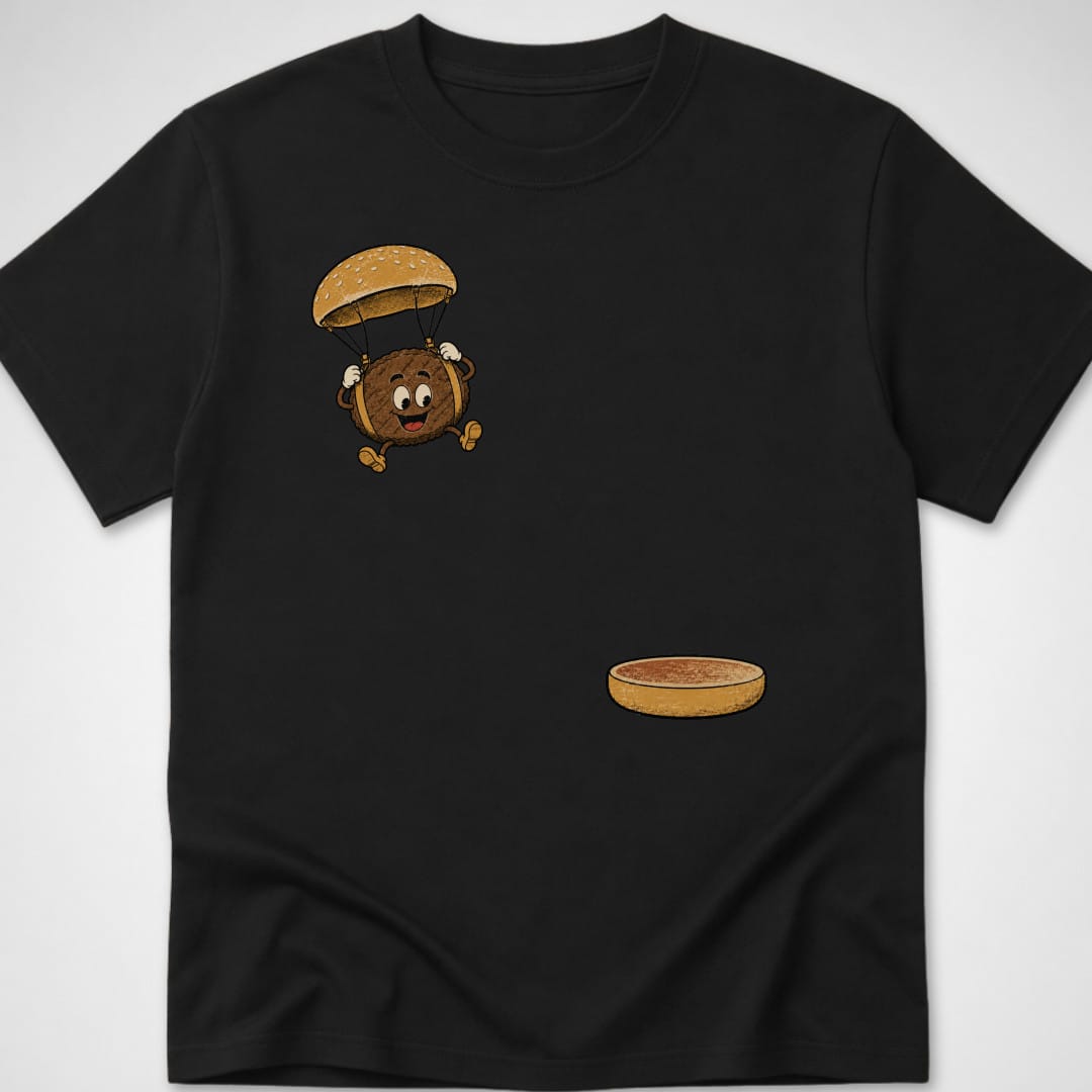 Burger Parachute — Youth Tee — Black
