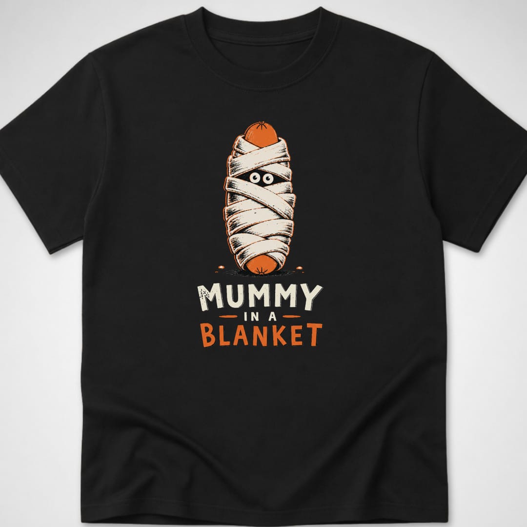 Mummy In A Blanket — Youth Tee — Black