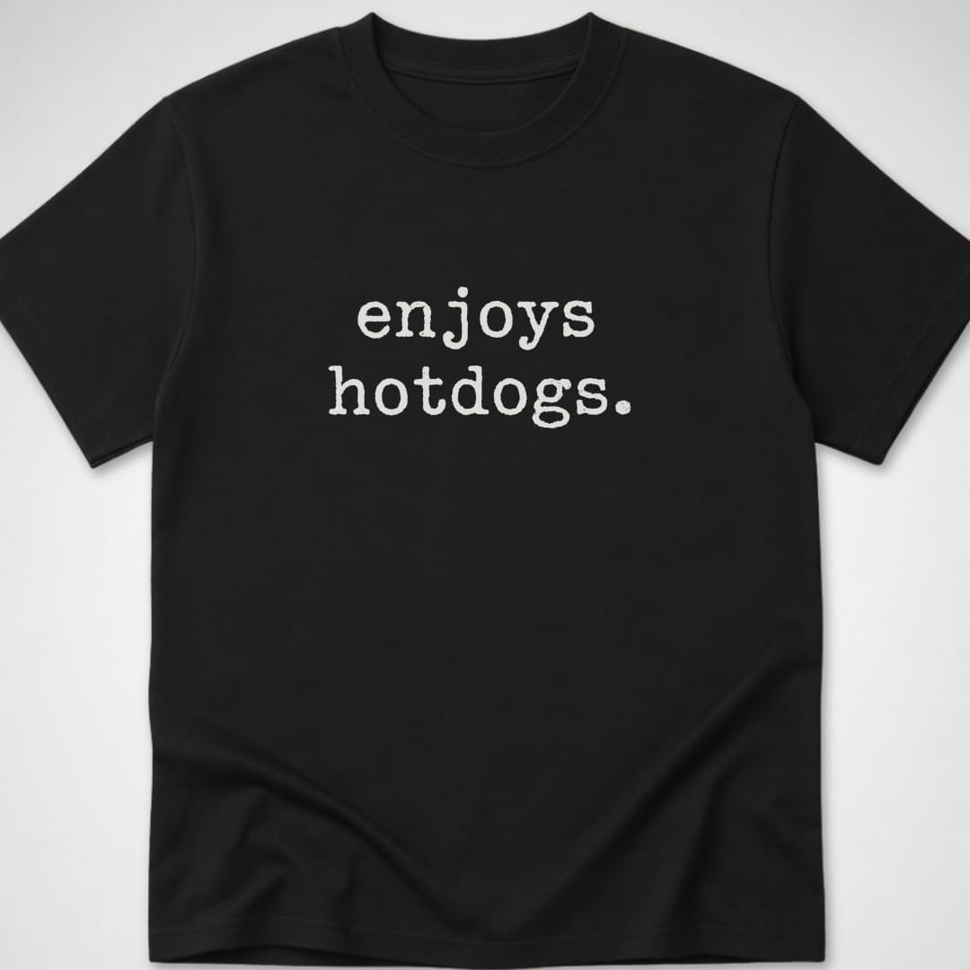 enjoys hotdogs — Youth Tee — Black