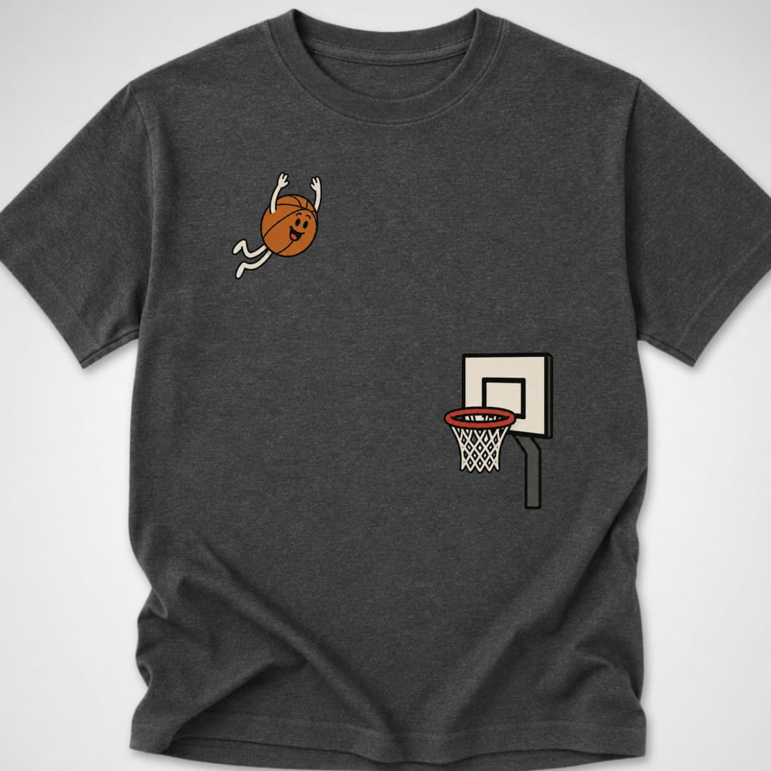 Basketball Dive — Youth Tee — Dark Heather