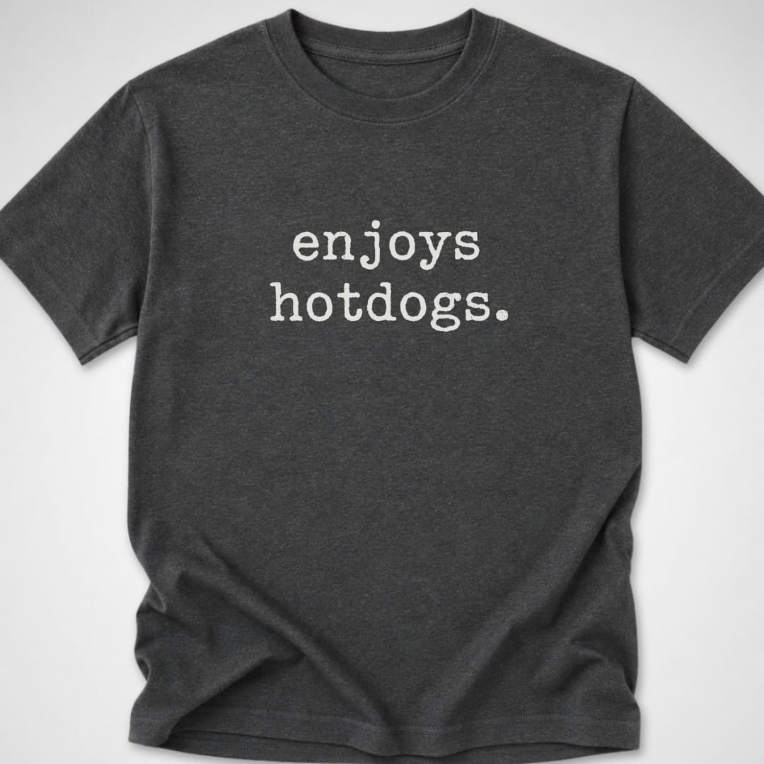 enjoys hotdogs — Youth Tee — Dark Heather