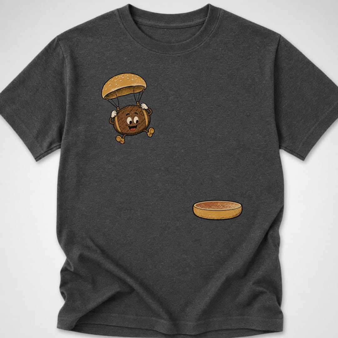 Burger Parachute — Youth Tee — Dark Heather