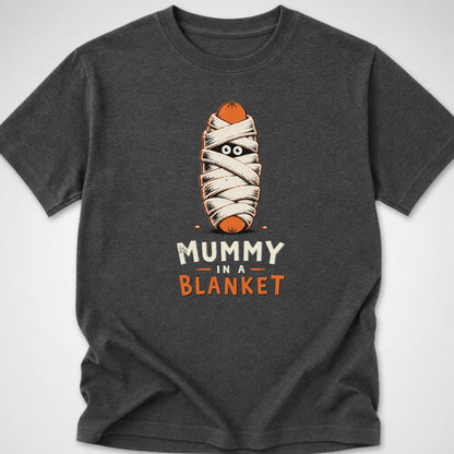 Mummy In A Blanket — Youth Tee — Dark Heather