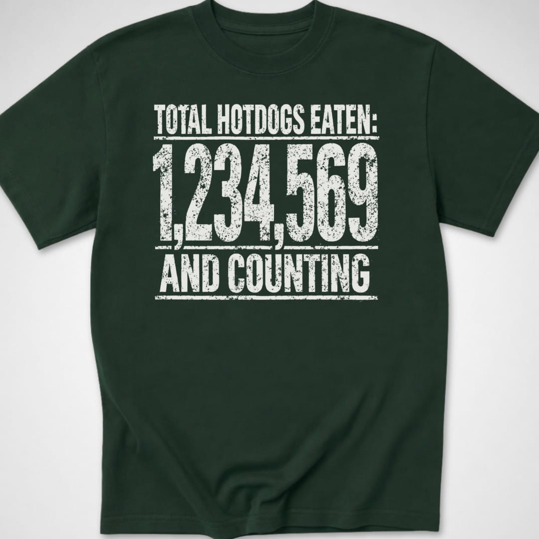 Total Hotdogs Eaten — Youth Tee — Forest Green