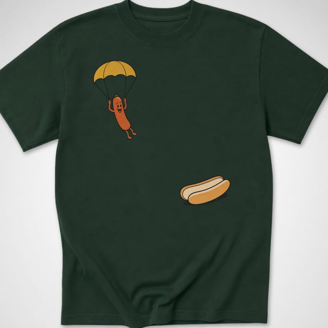 Hotdog Parachute — Youth Tee — Forest Green
