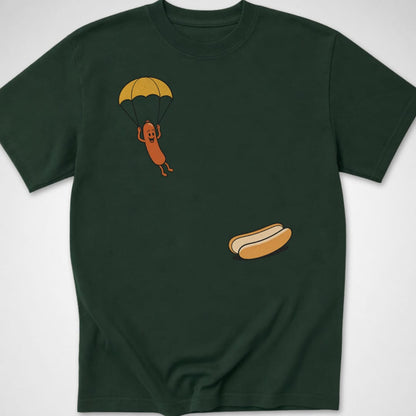 Hotdog Parachute — Youth Tee — Forest Green