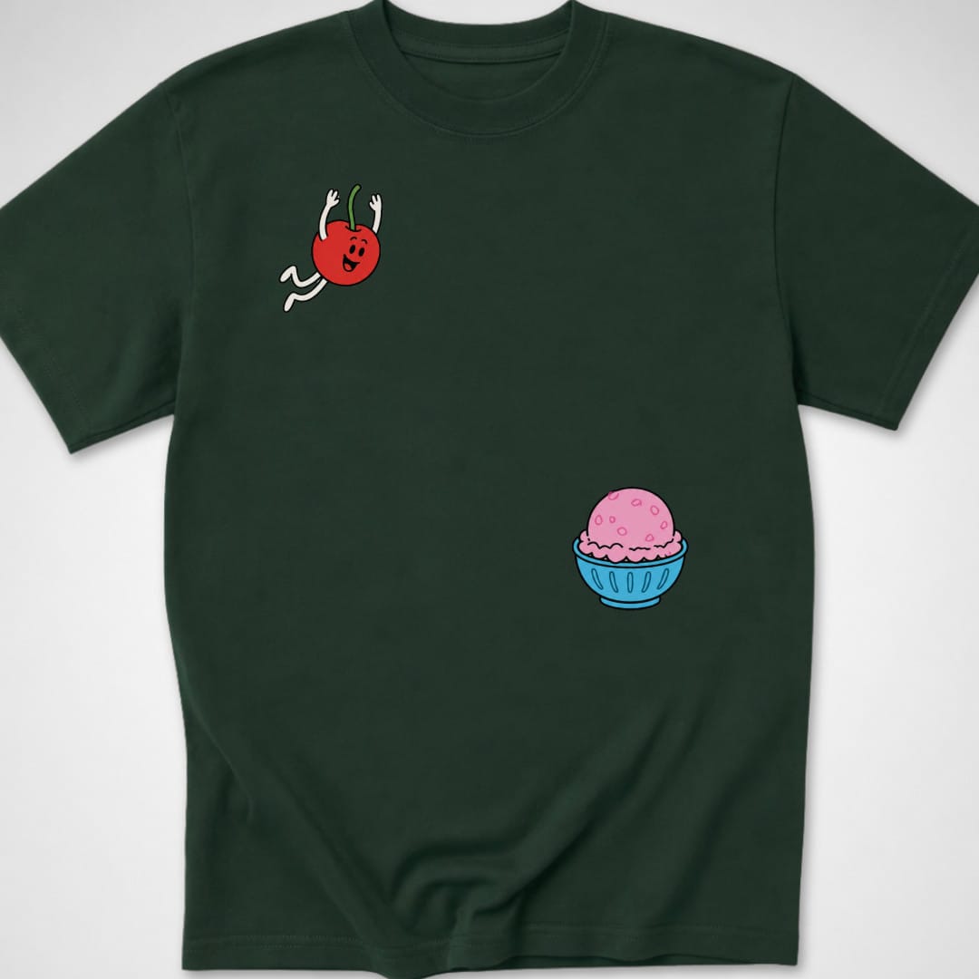 Cherry dive — Youth Tee — Forest Green