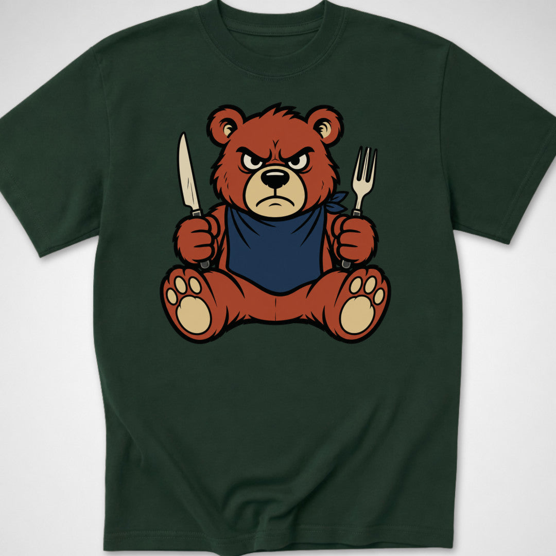 Hangry Bear — Youth Tee — Forest Green