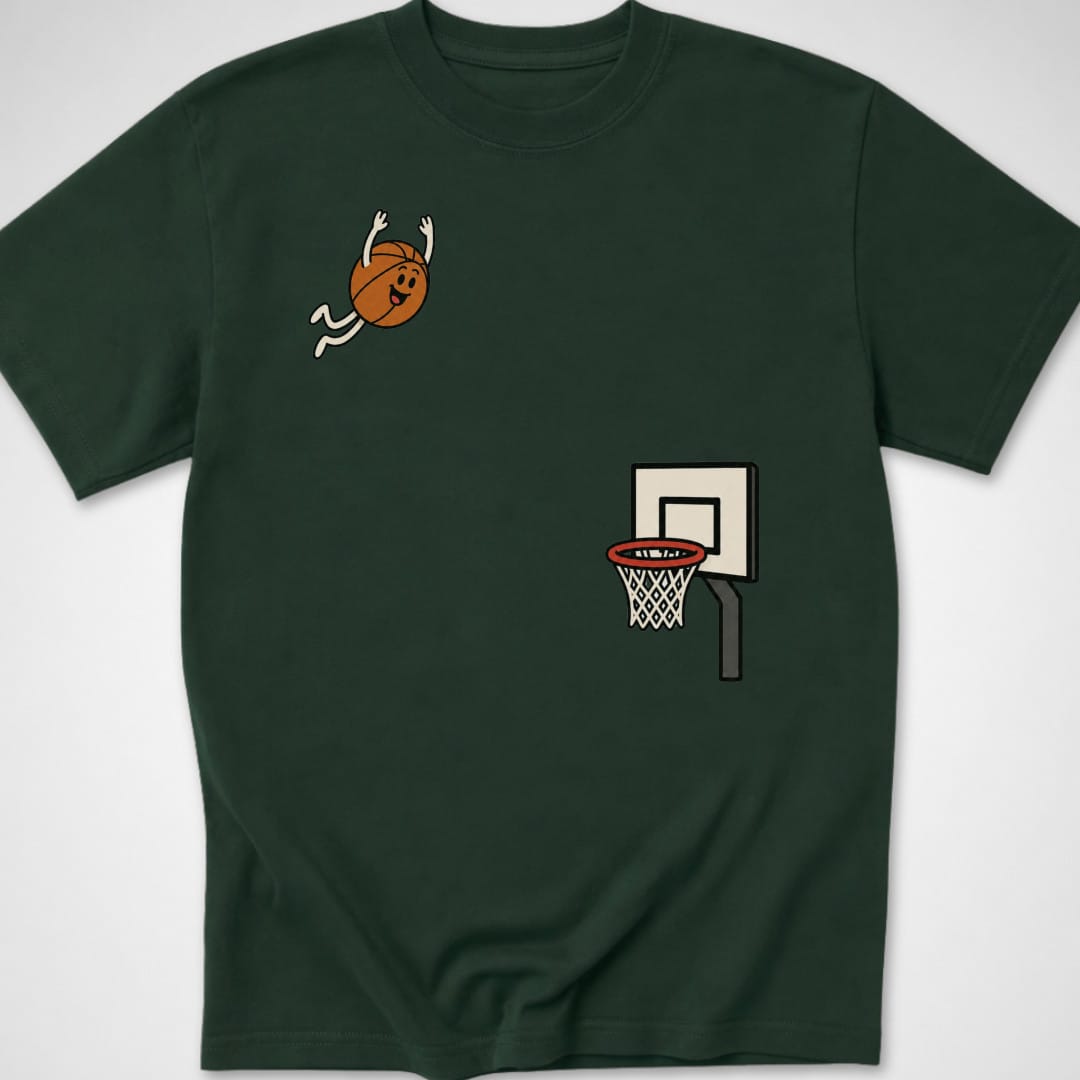 Basketball Dive — Youth Tee — Forest Green