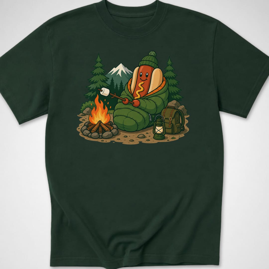 Camping Dog — Youth Tee — Forest Green