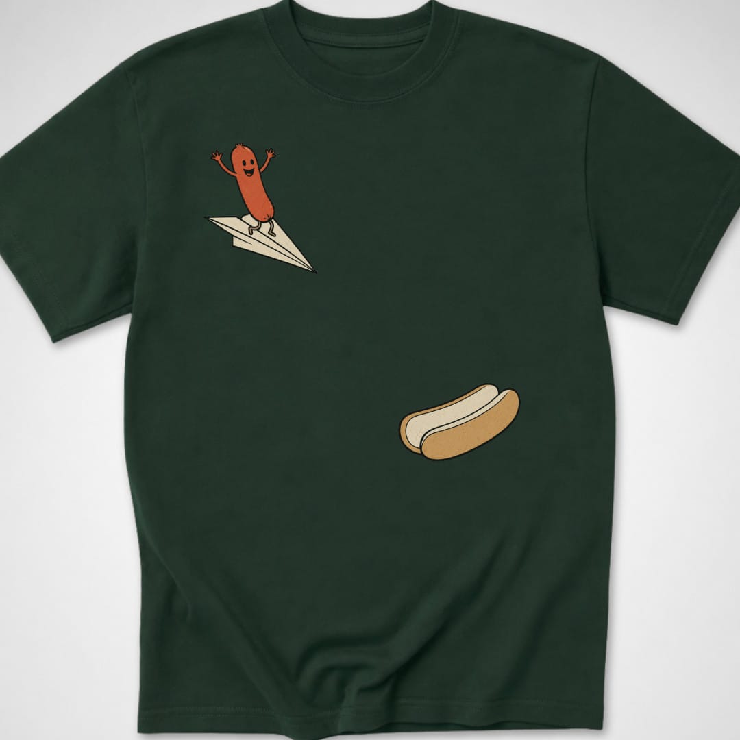 Hotdog Plane — Youth Tee — Forest Green