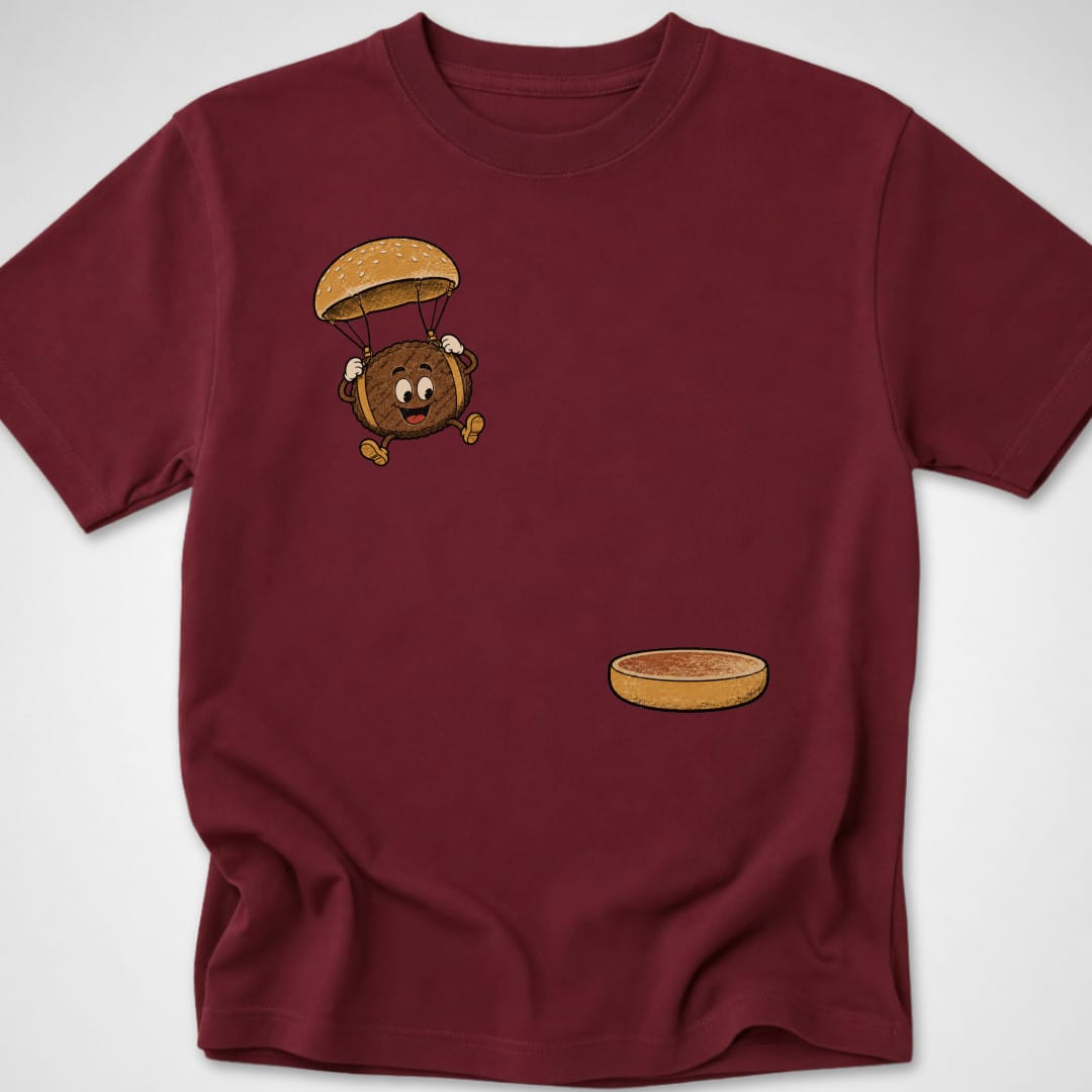 Burger Parachute — Youth Tee — Maroon