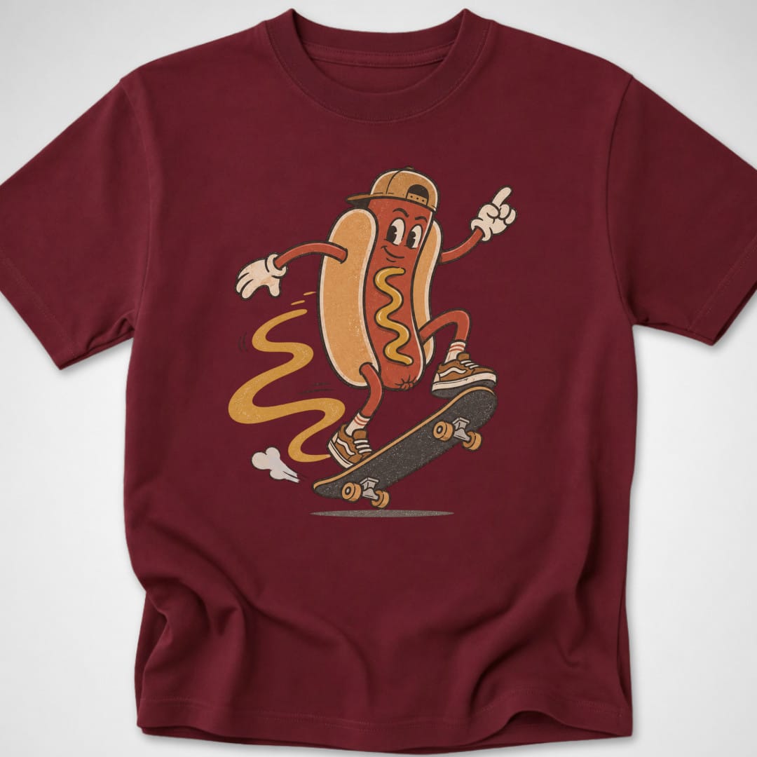 Hotdog Kickflip — Youth Tee — Maroon