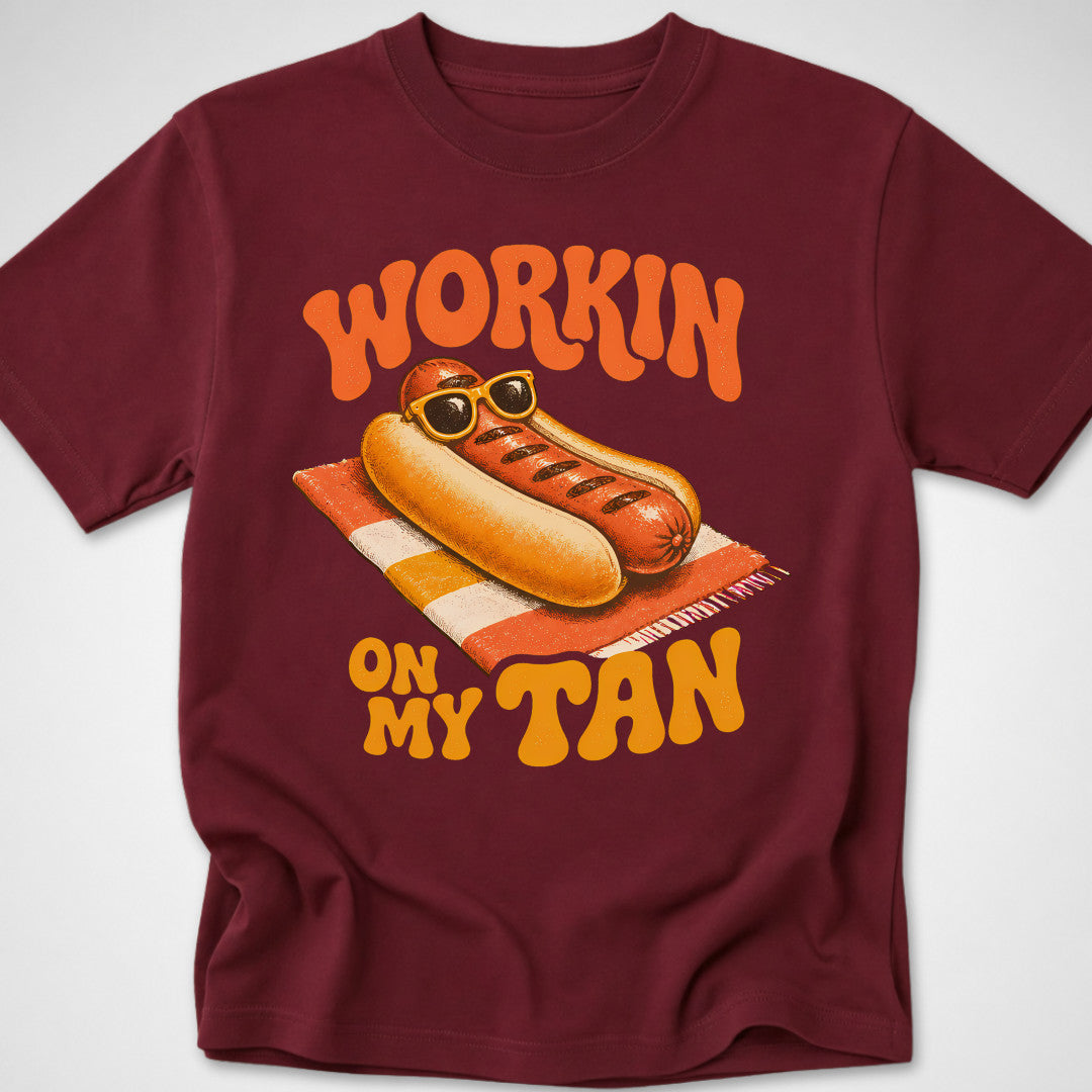 Workin' on My Tan — Youth Tee — Maroon
