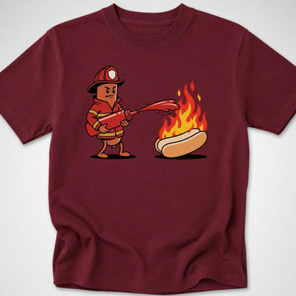 Firefighter Hotdog — Youth Tee — Maroon
