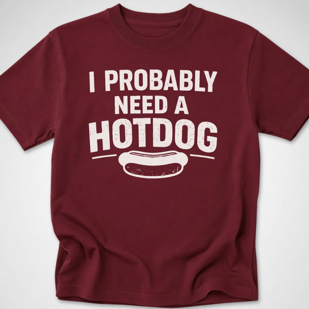Probably Need a Hotdog — Youth Tee — Maroon