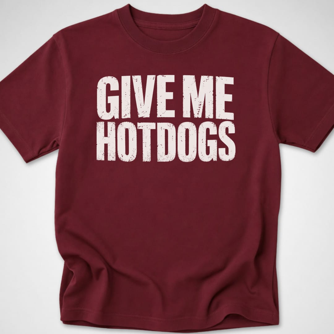 Give Me Hotdogs — Youth Tee — Maroon