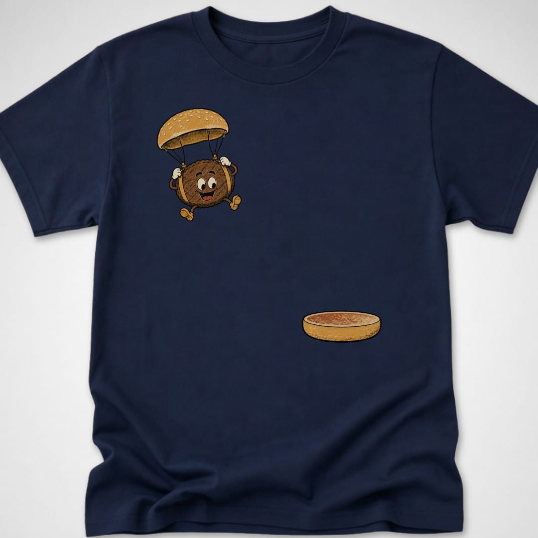 Burger Parachute — Youth Tee — Navy