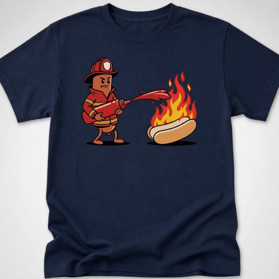 Firefighter Hotdog — Youth Tee — Navy